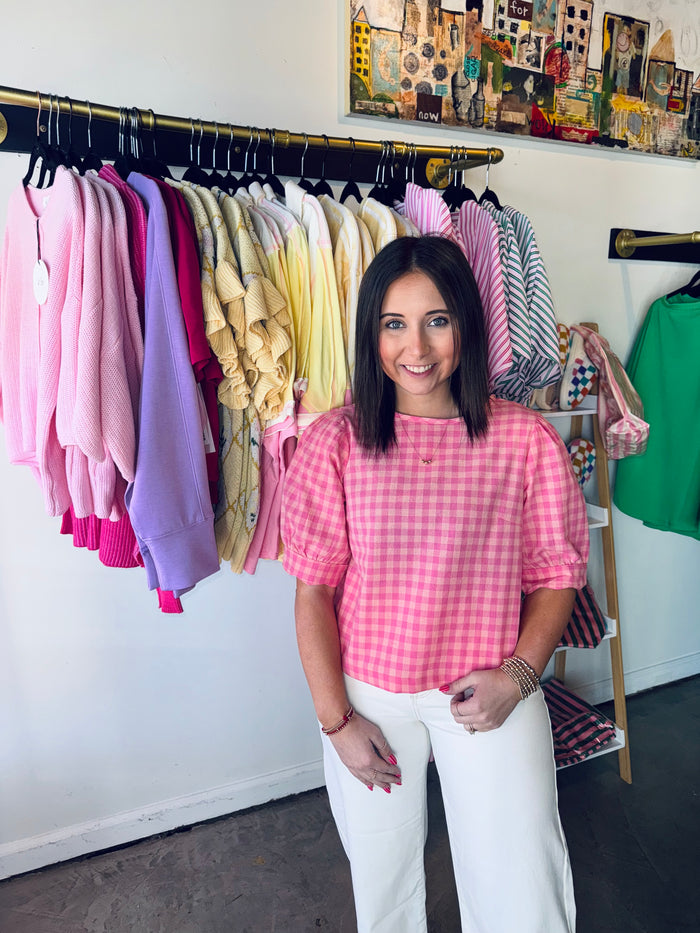 Plaid Scallop Blouse