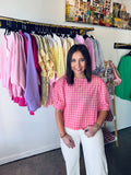 Plaid Scallop Blouse