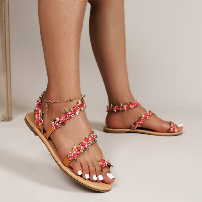 Plus Size Toe Covering Flower Beach Shoes Women - Livefree