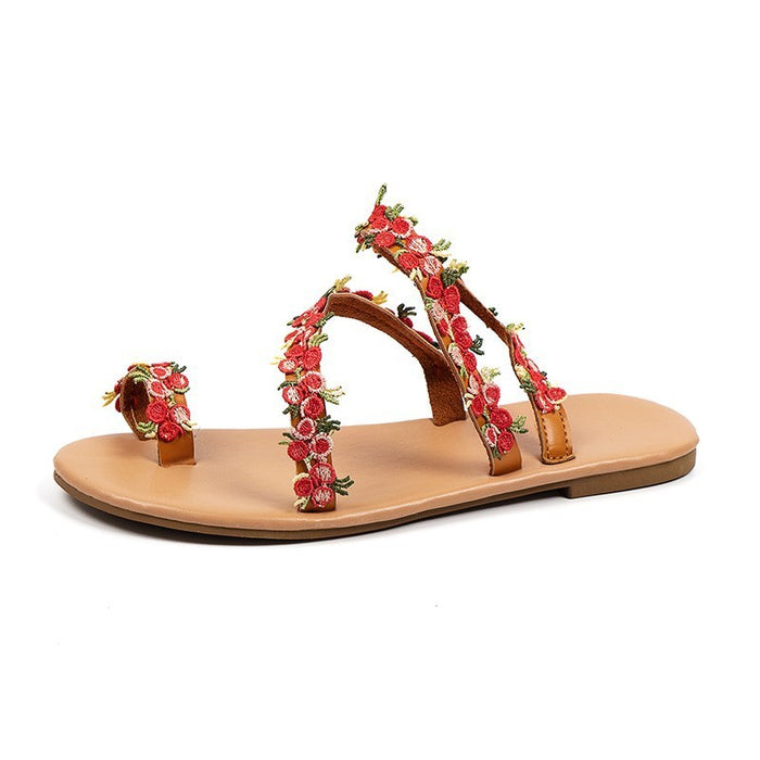 Plus Size Toe Covering Flower Beach Shoes Women - Livefree