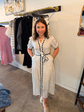 Polka Dot Scalloped Midi Dress