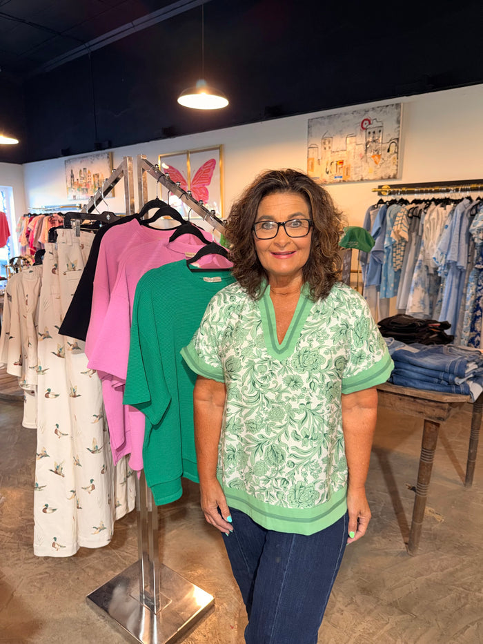 Printed Green Mix Blouse