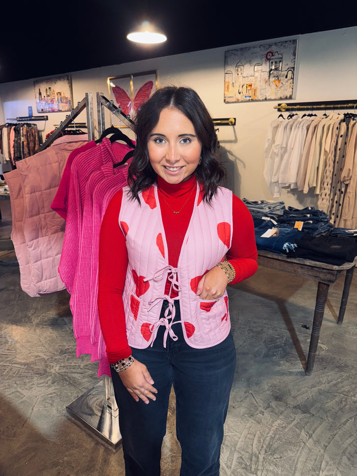 Quilted Heart Tie Vest