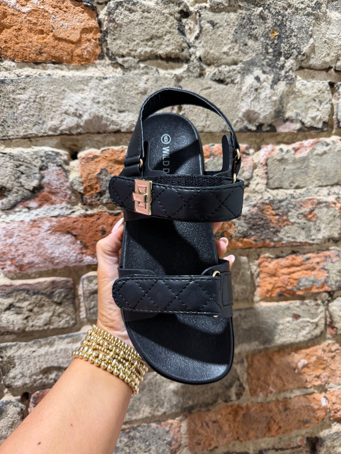 Quilted Velcro Strap Sandals