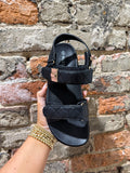 Quilted Velcro Strap Sandals