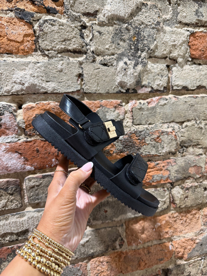 Quilted Velcro Strap Sandals