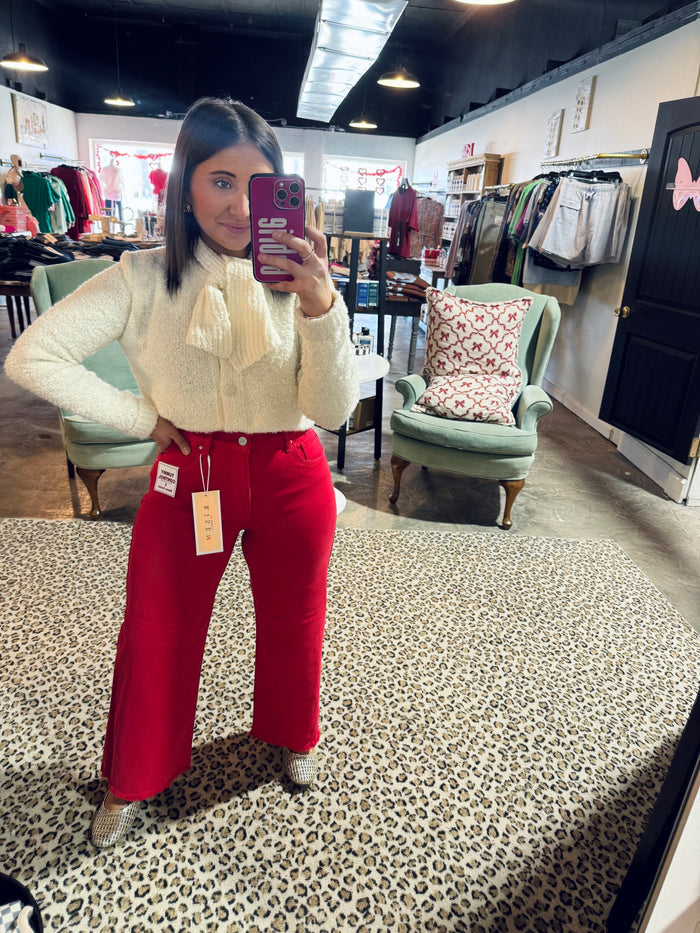 Red Crop Wide Jean