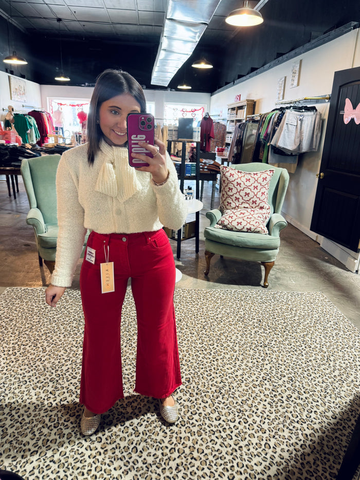 Red Crop Wide Jean
