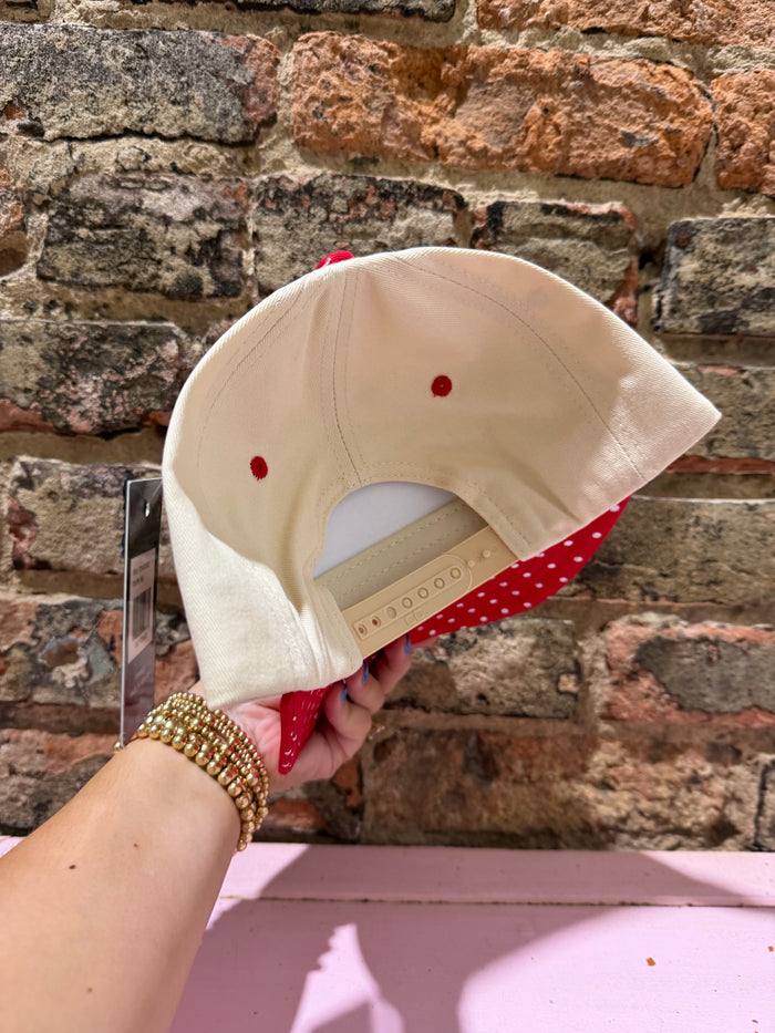Red Polka Dot Brim Hat