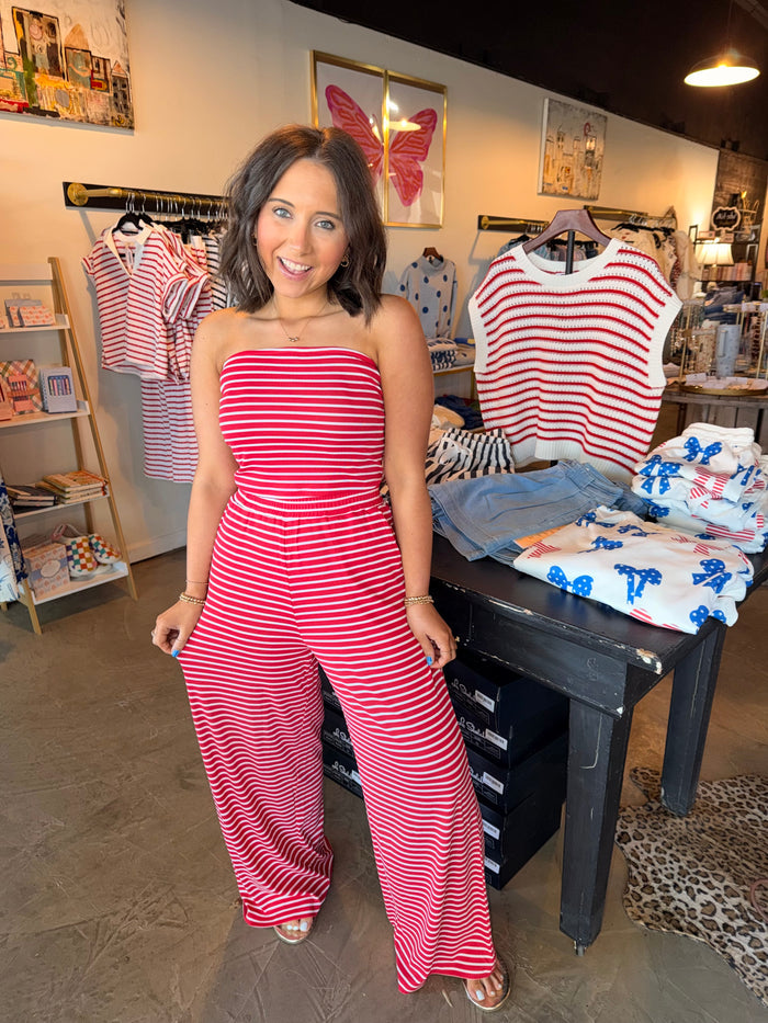 Red Stripe Flowy Pant