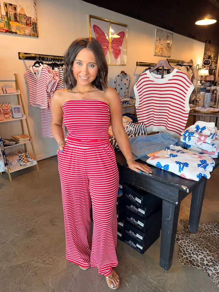 Red Stripe Tube Top