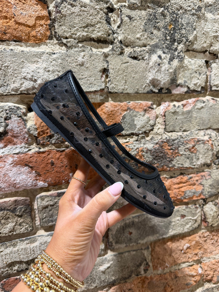 Rhinestone Mesh Ballerina Flats