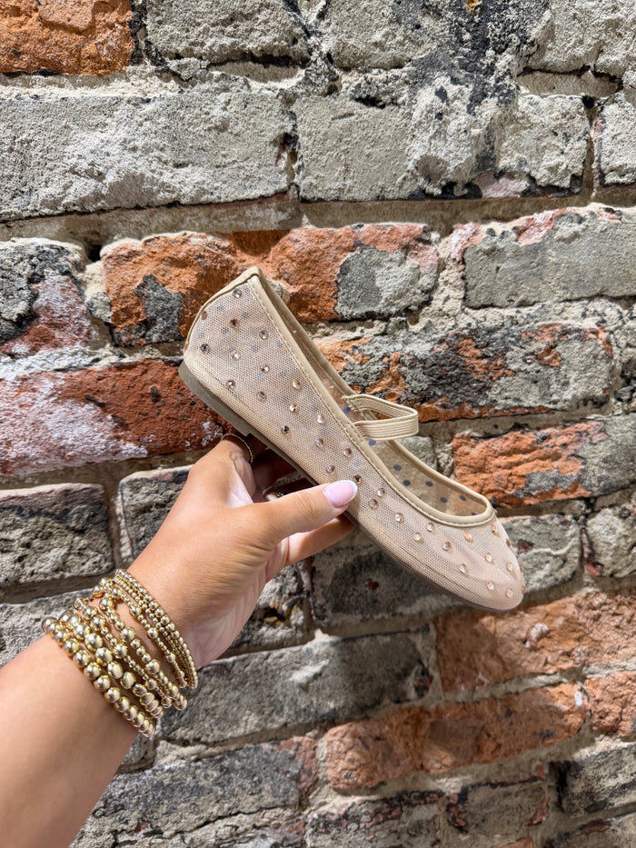 Rhinestone Mesh Ballerina Flats