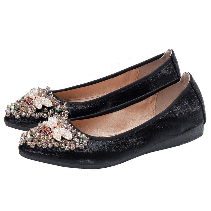 Rhinestone Single Shoes Women Korean Student Casual Shoes - Livefree