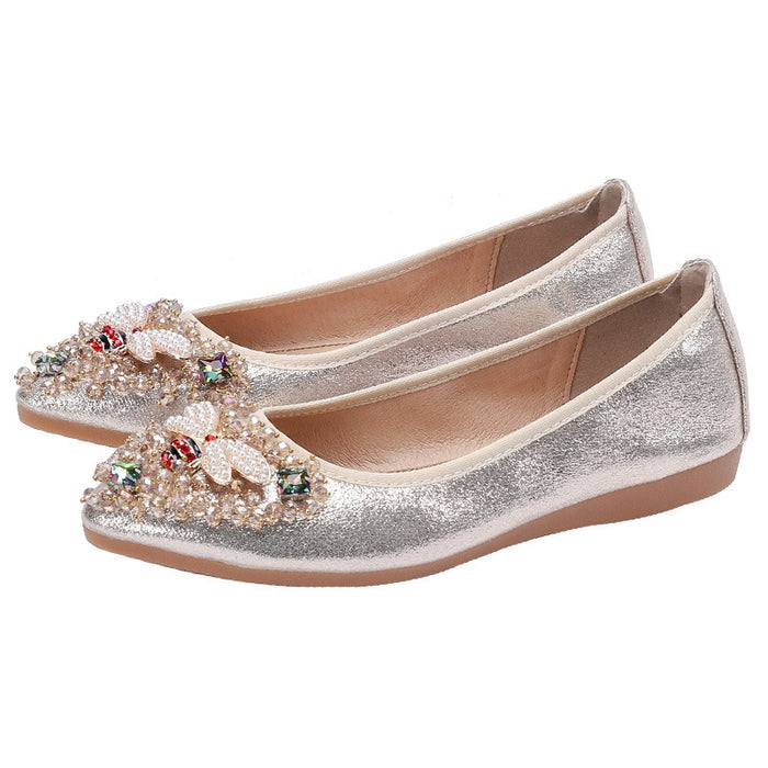 Rhinestone Single Shoes Women Korean Student Casual Shoes - Livefree
