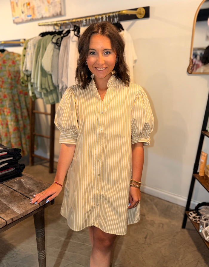 Ruffled Taupe Puff Dress