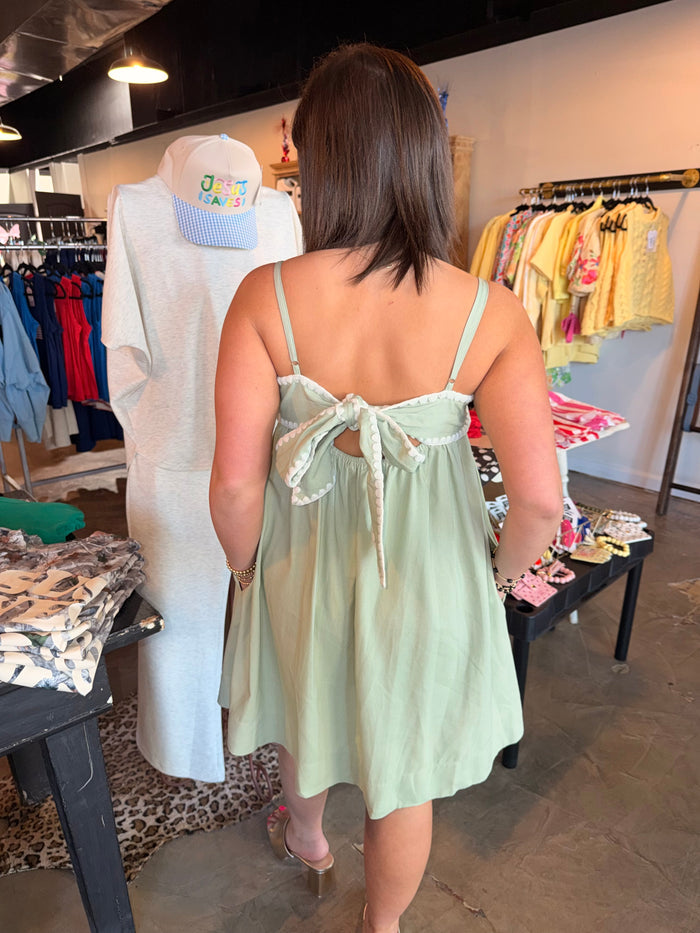 Sage Stitch Mini Dress