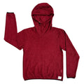 Sambob Alpha 90 Hoodie in burgundy with black cuff and hem trim – flat-lay front view, hood raised