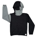 Sambob Alpha 90 Hoodie in Black/Flint – flat-lay front view, grey hood panel and one grey sleeve