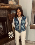 Scallop Floral Quilted Vest