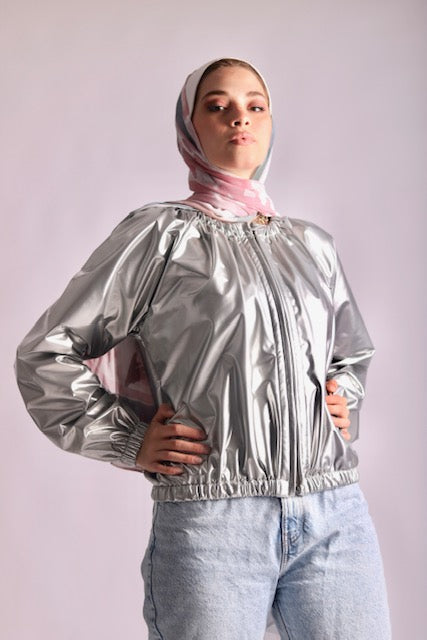 Silver raglan sleeves jacket. - Livefree