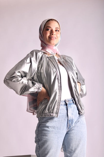 Silver raglan sleeves jacket. - Livefree