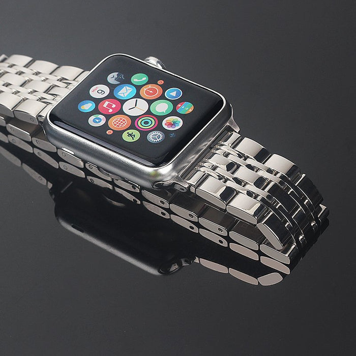 Silver Stainless Steel Apple Watch Band - shop.livefree.co.uk