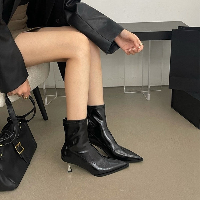 Skinny Boots Stiletto Heel Fashion Boots High Heel Pointed Temperament Back Zipper - Livefree