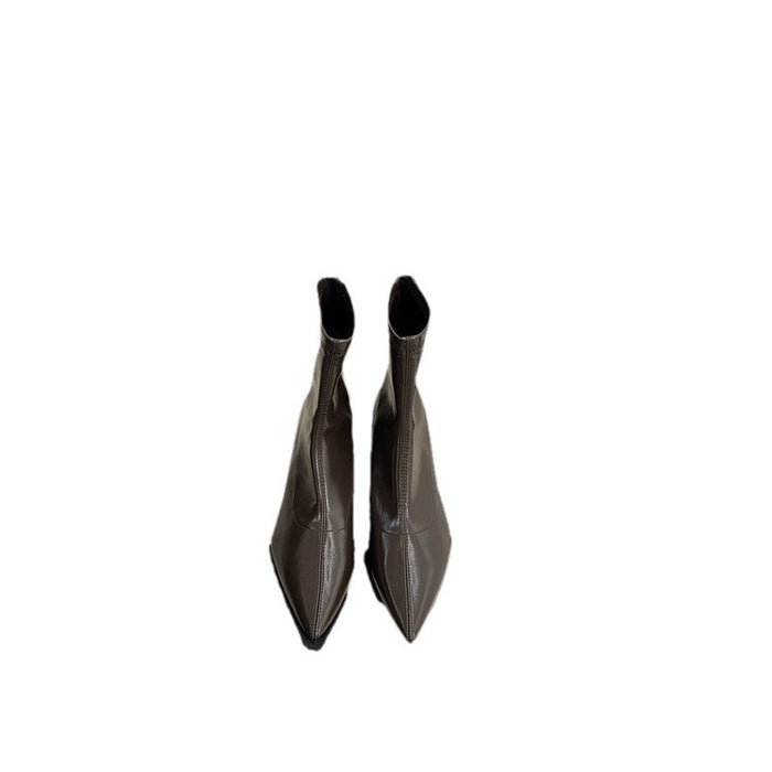 Skinny Boots Stiletto Heel Fashion Boots High Heel Pointed Temperament Back Zipper - Livefree