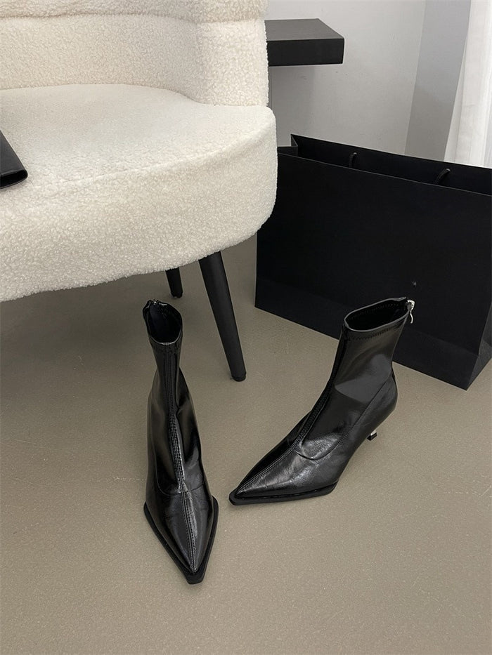 Skinny Boots Stiletto Heel Fashion Boots High Heel Pointed Temperament Back Zipper - Livefree