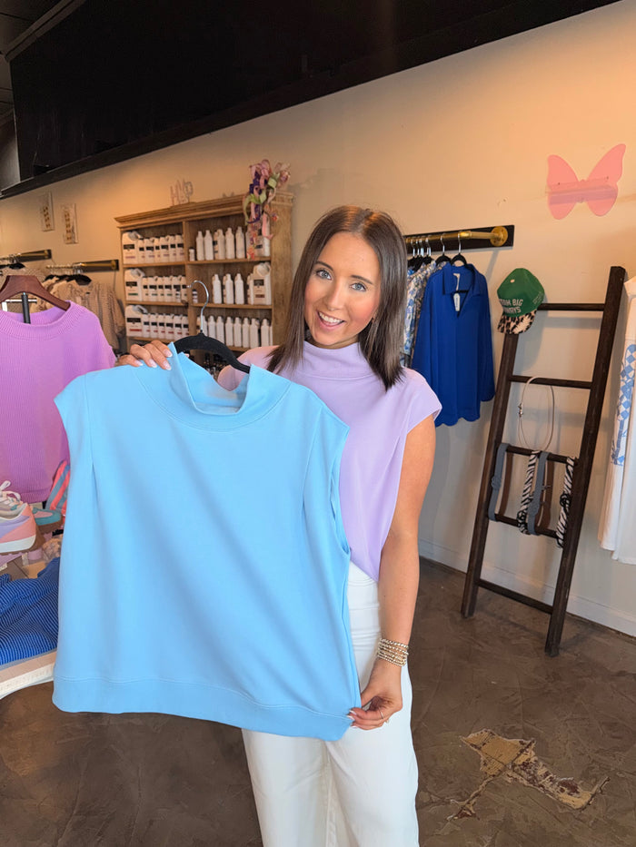 Sleeveless Mockneck Sweatshirt