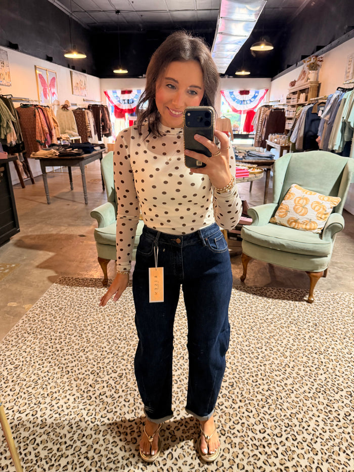 Slouchy Textured Barrel Jean