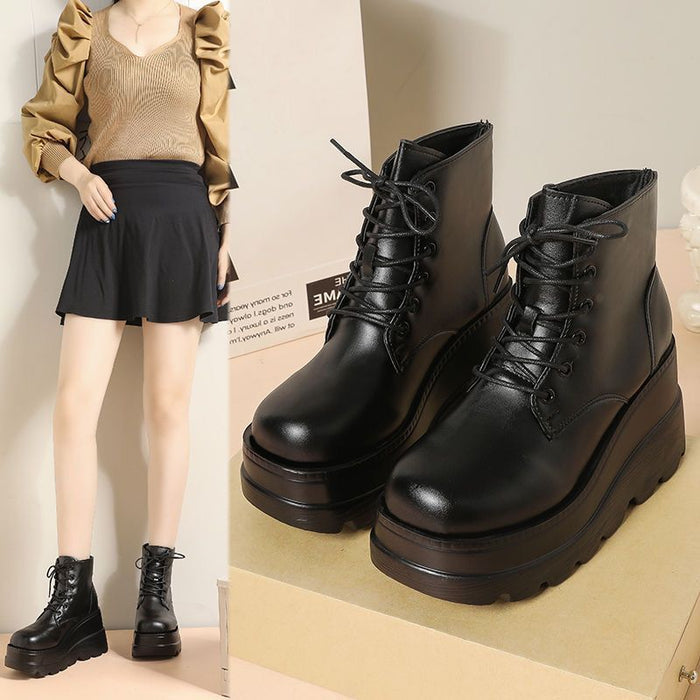 Small Height-increasing Martain Boots Women's High Heel British Style - Livefree