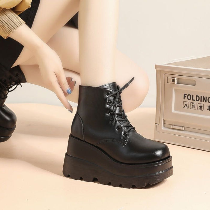 Small Height-increasing Martain Boots Women's High Heel British Style - Livefree