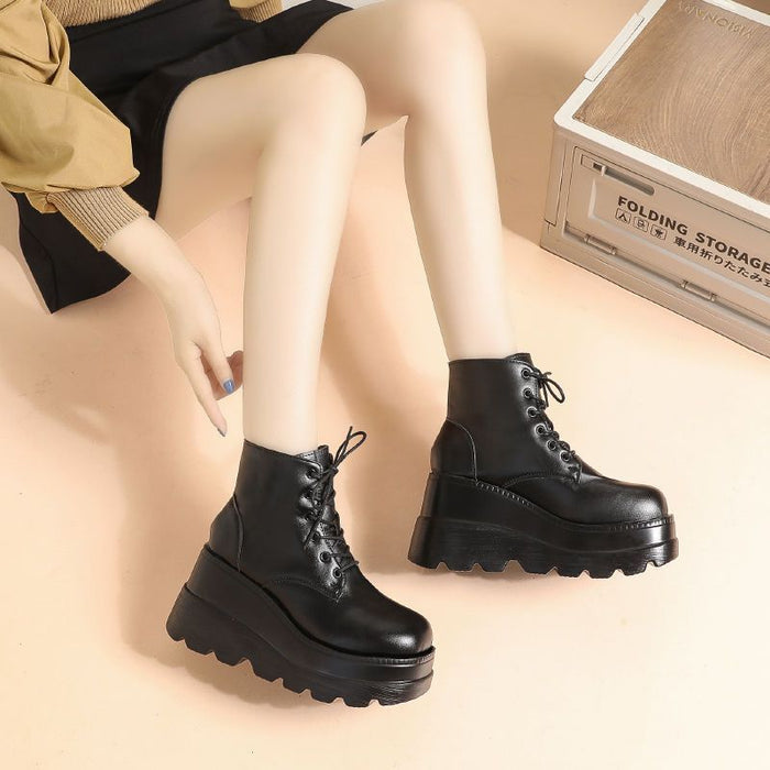 Small Height-increasing Martain Boots Women's High Heel British Style - Livefree