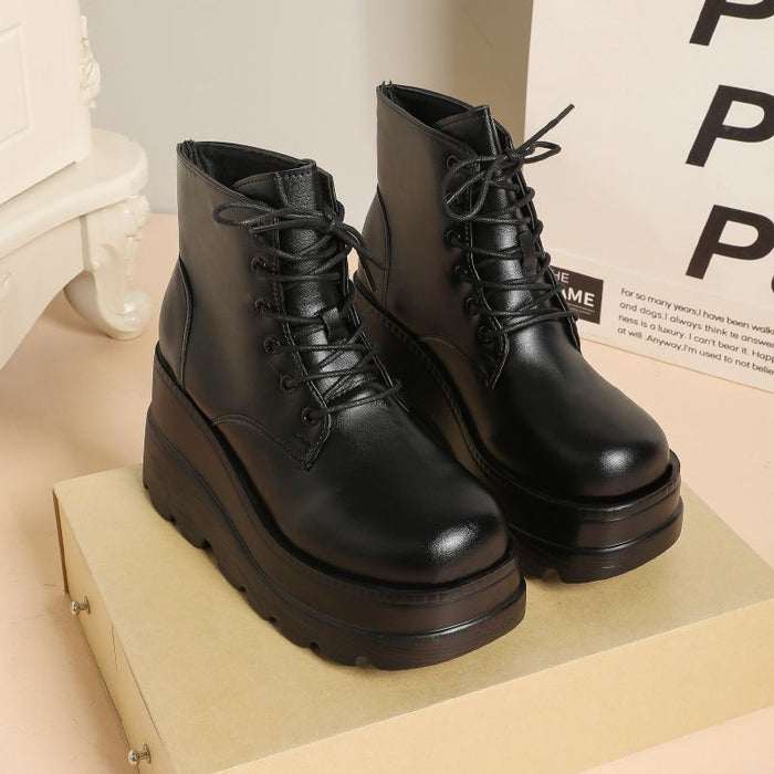 Small Height-increasing Martain Boots Women's High Heel British Style - Livefree