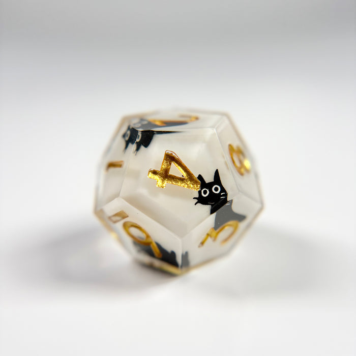 Snowy Neko Liquid Core RPG Dice Set - 7 Pieces