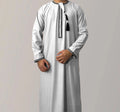 Solid Color Round Neck Embroidered Thick Tassel Men's Long Sleeve Robe - Livefree