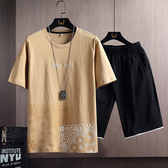 Sports Suit Men's Summer Cotton Short Sleeve T-Shirt Shorts Men's - Livefree