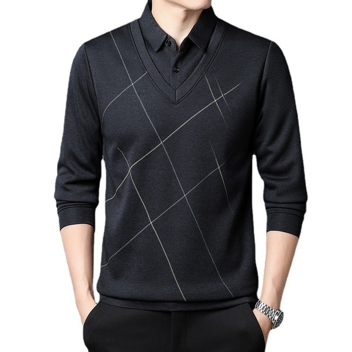 Spring And Autumn Men's Long Sleeve Fake Two Pieces T-shirt - Livefree