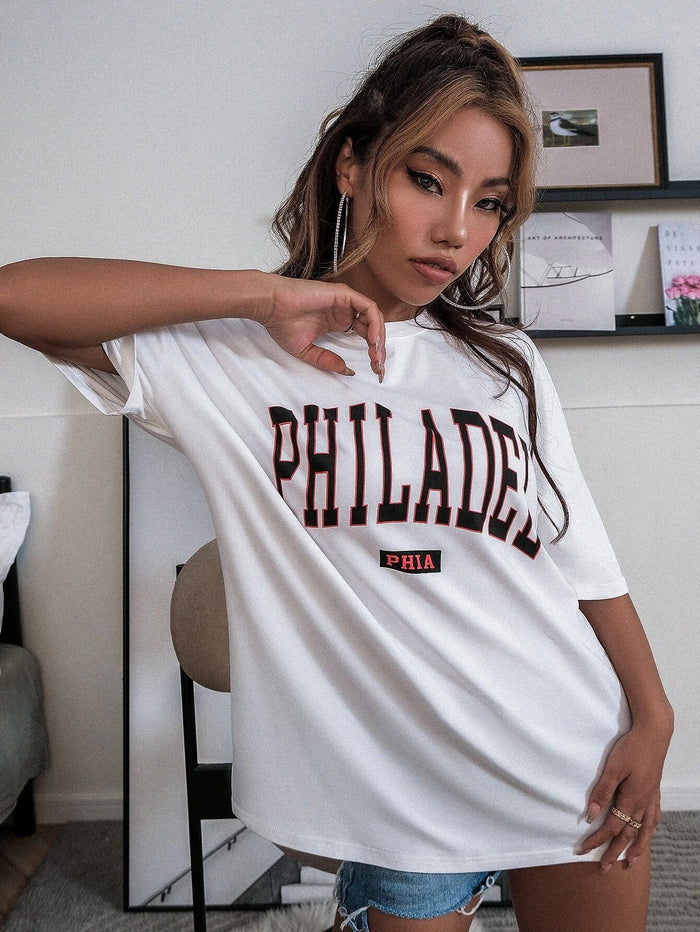 Spring And Summer New Cross Border Heat Transfer Printing Ladies Short Sleeved T-Shirt - Livefree