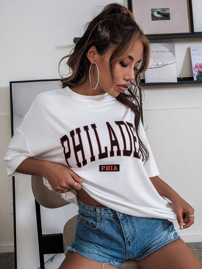 Spring And Summer New Cross Border Heat Transfer Printing Ladies Short Sleeved T-Shirt - Livefree