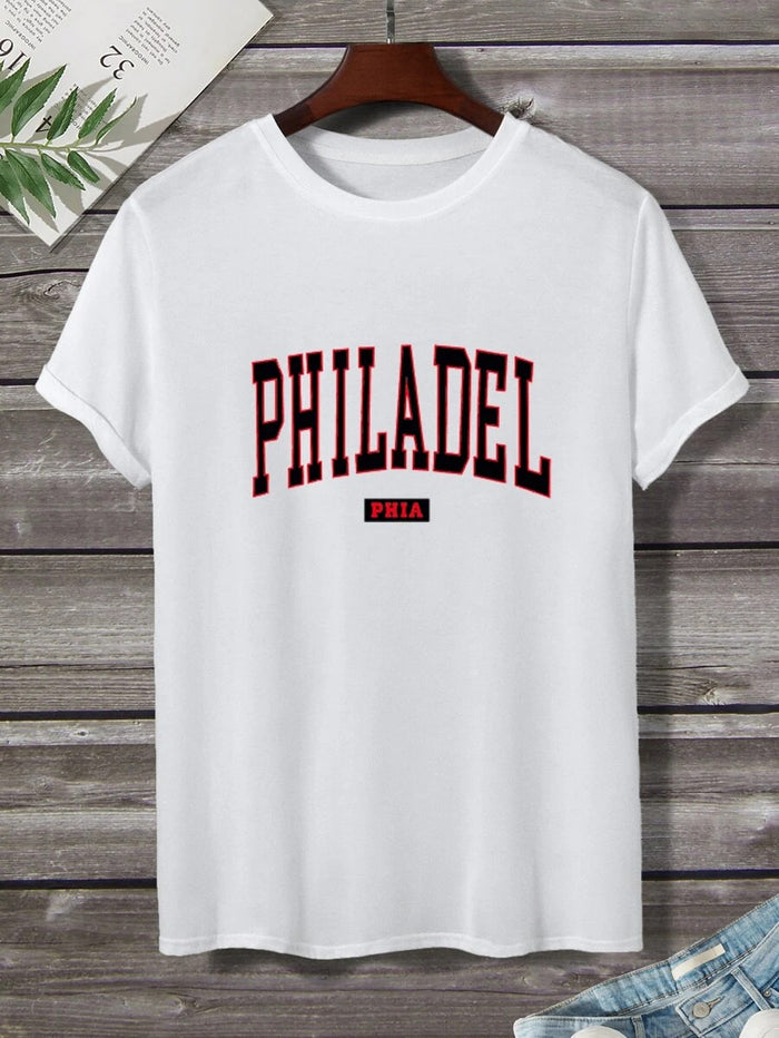 Spring And Summer New Cross Border Heat Transfer Printing Ladies Short Sleeved T-Shirt - Livefree