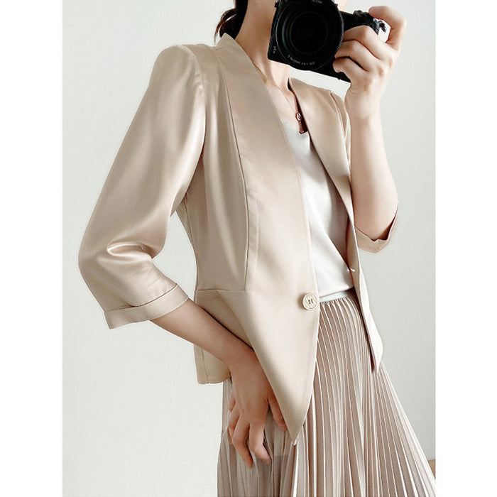 Spring New Elegant V-neck 34 Sleeves Coat For Women - Livefree