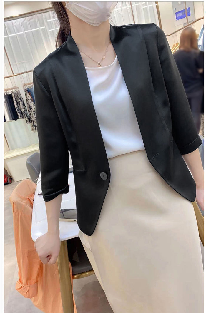 Spring New Elegant V-neck 34 Sleeves Coat For Women - Livefree