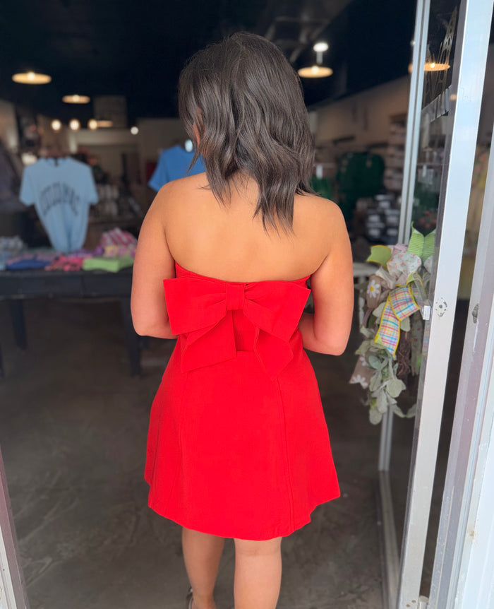 Strapless Flare Bow Dress