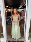 Strapless Twist Olive Dress