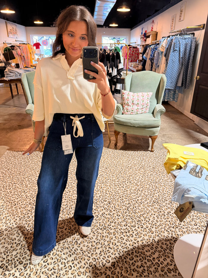 Stripe Detailed Drawstring Jean