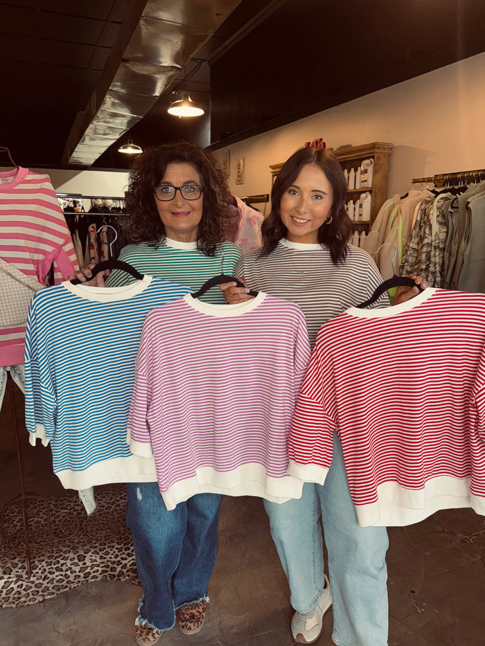 Striped 3/4 Trim Top