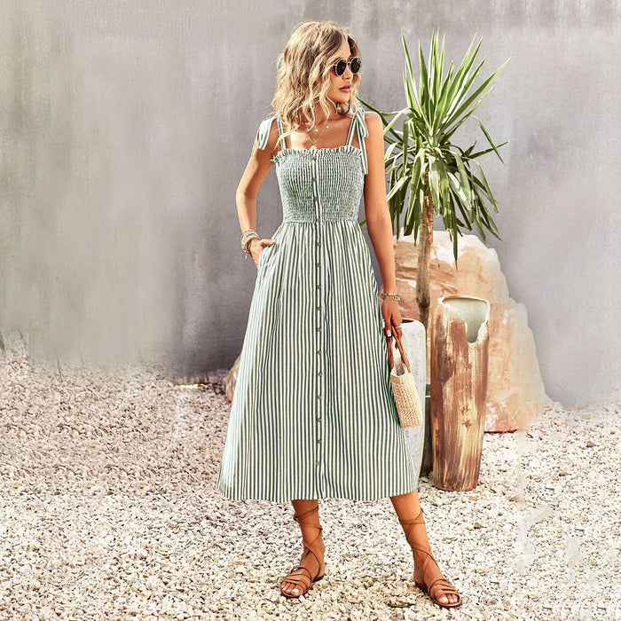 Striped dress Women's quick sale in spring and summer Elegant slip dress - Livefree